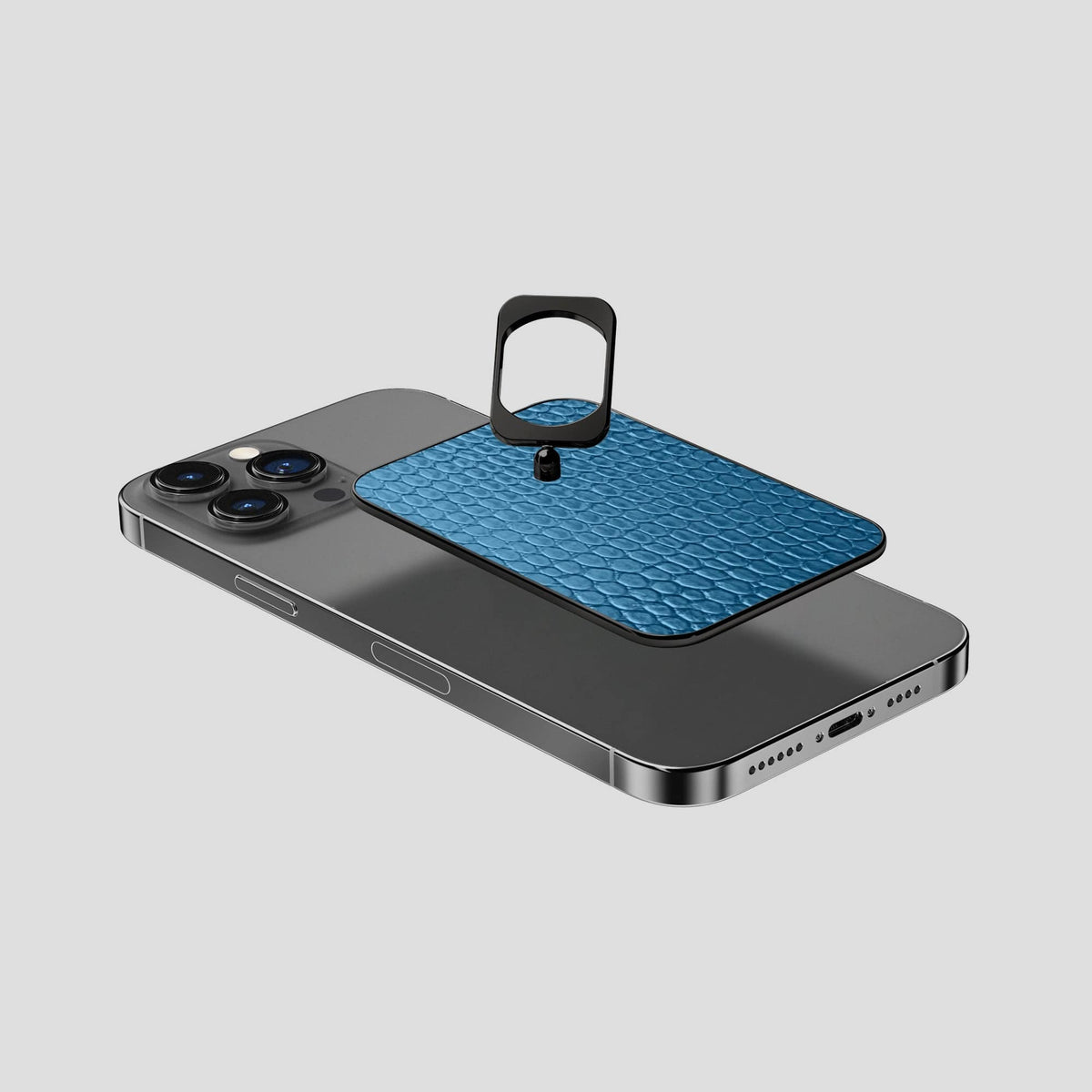 Blue iPhone 15 Pro Max MagSafe Ring Lizard with Black Metal -4 | Blue-Black