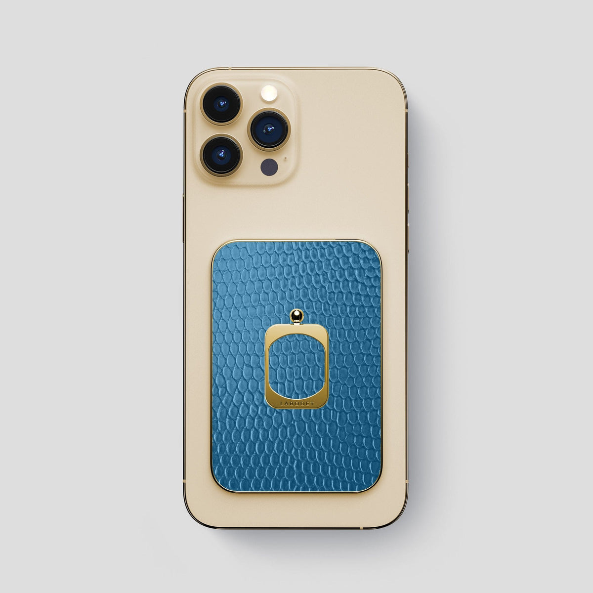 Blue iPhone 15 Pro Max MagSafe Ring Lizard with Gold Metal -1 | Blue-Gold