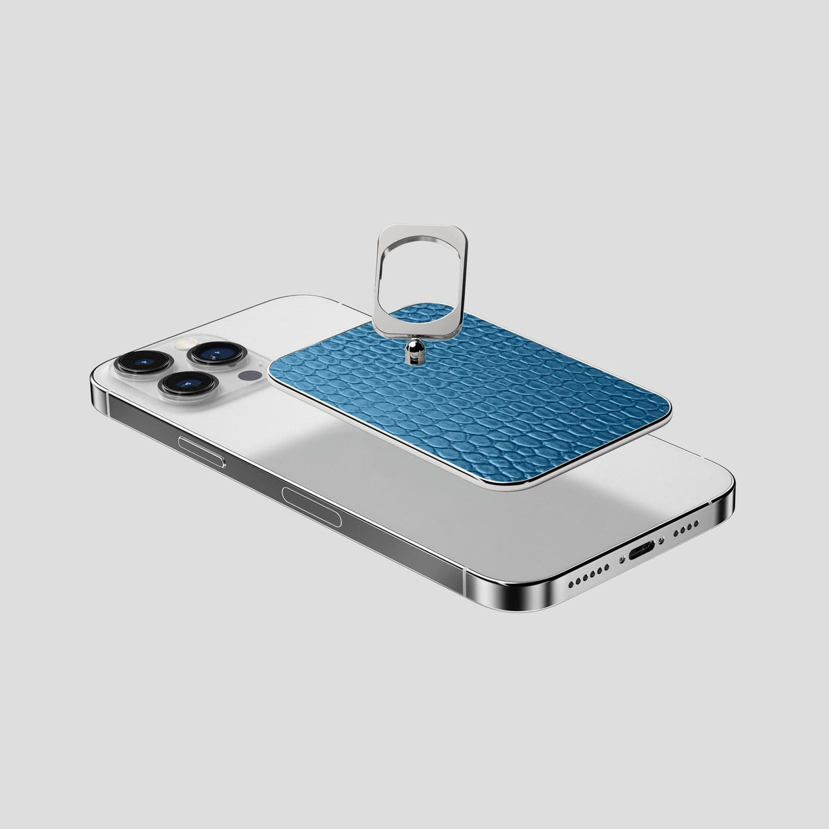 Blue iPhone 15 Pro Max MagSafe Ring Lizard with Steel Metal -4 | Blue-Steel