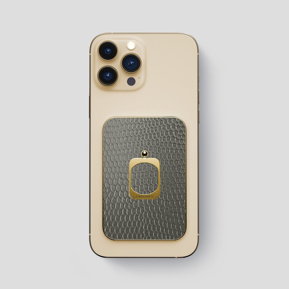 Grey iPhone 15 Pro Max MagSafe Ring Lizard with Gold Metal -1 | Grey-Gold