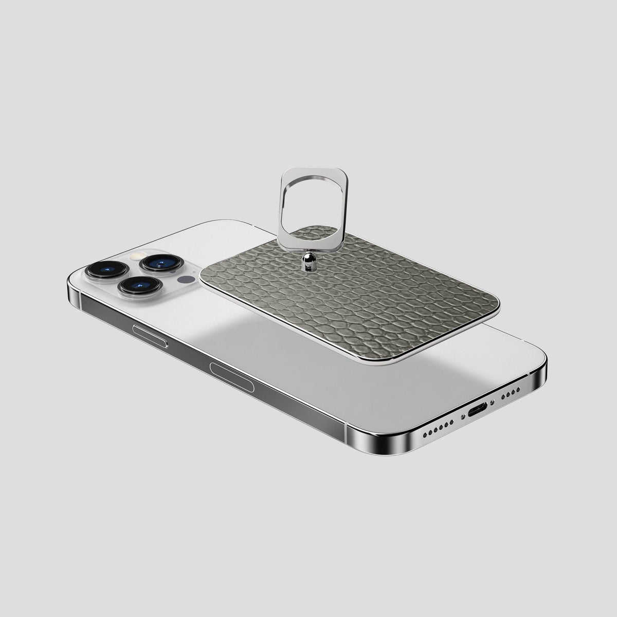 Grey iPhone 15 Pro Max MagSafe Ring Lizard with Steel Metal -4 | Grey-Steel
