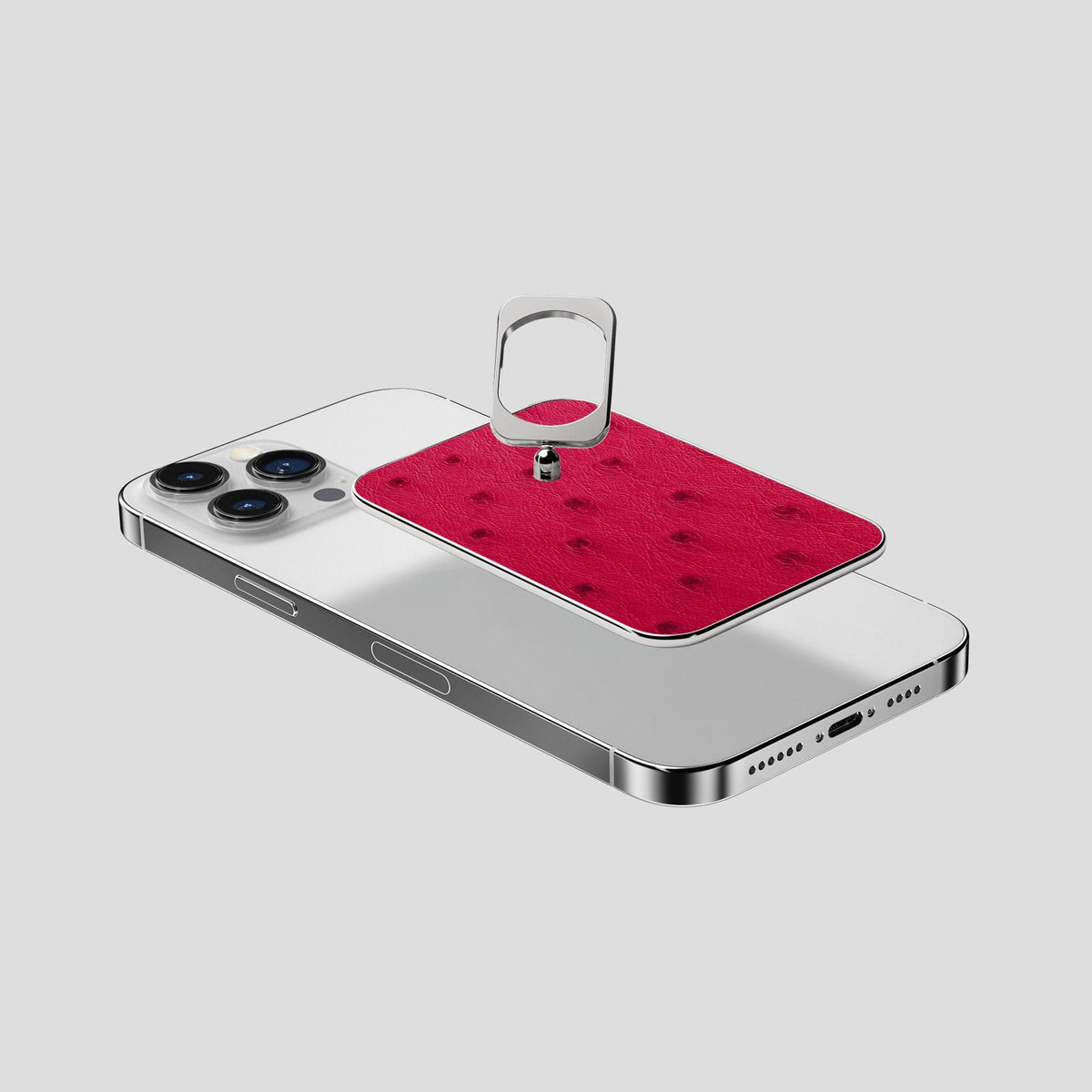 Bordeaux iPhone 15 Pro Max MagSafe Ring Ostrich with Steel Metal -4 | Bordeaux-Steel
