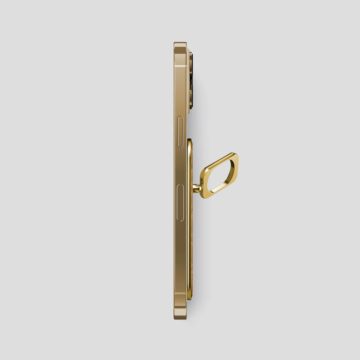 Chestnut iPhone 14 Pro Max MagSafe Ring Ostrich with Gold Metal -3 | Chestnut-Gold
