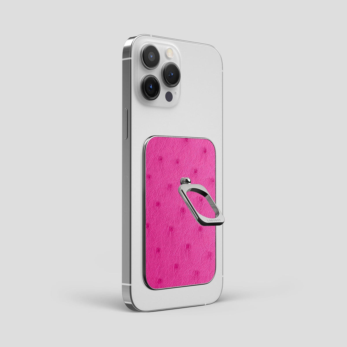 Fuchsia iPhone 14 Pro Max MagSafe Ring Ostrich with Steel Metal -2 | Fuchsia-Steel