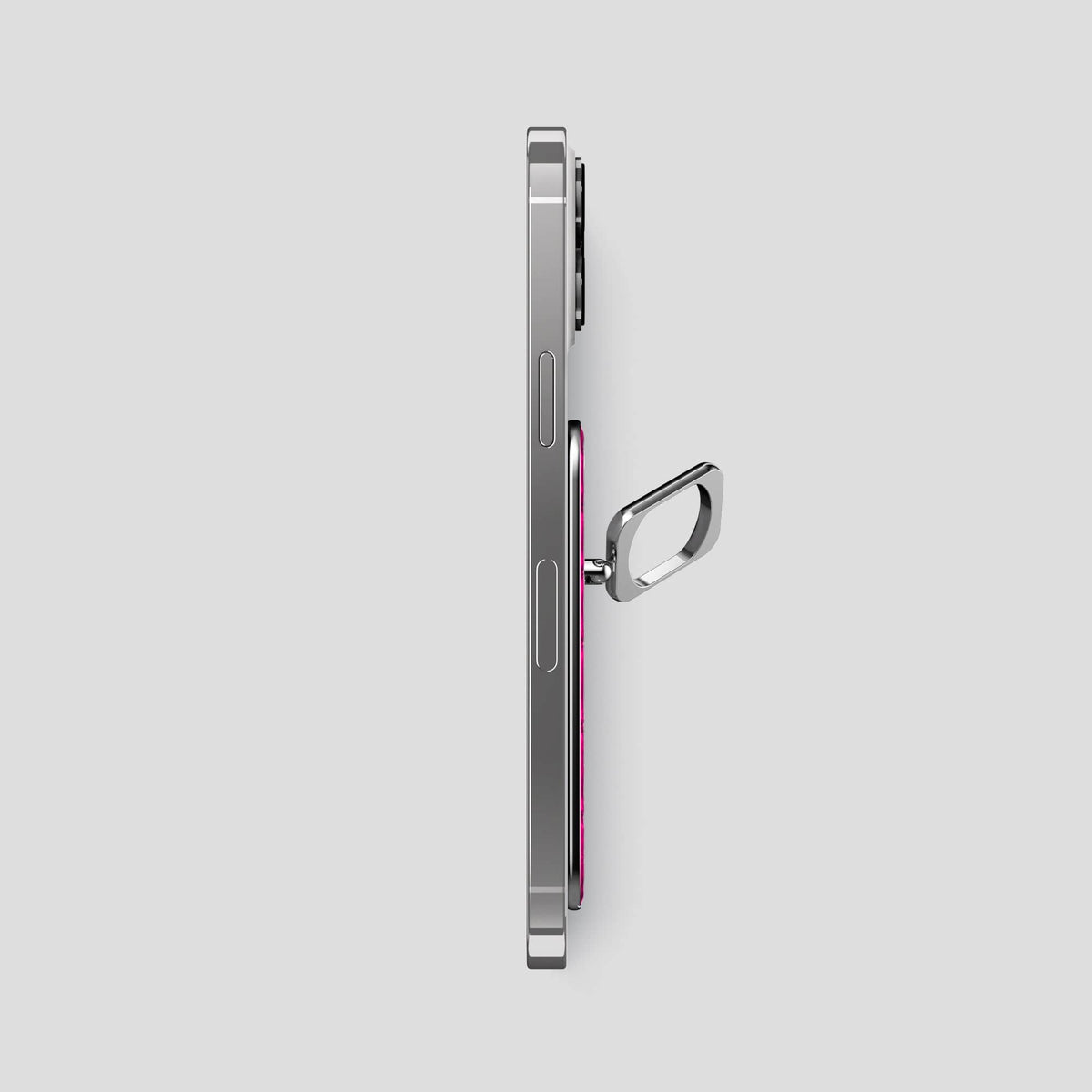 Fuchsia iPhone 14 Pro Max MagSafe Ring Ostrich with Steel Metal -3 | Fuchsia-Steel