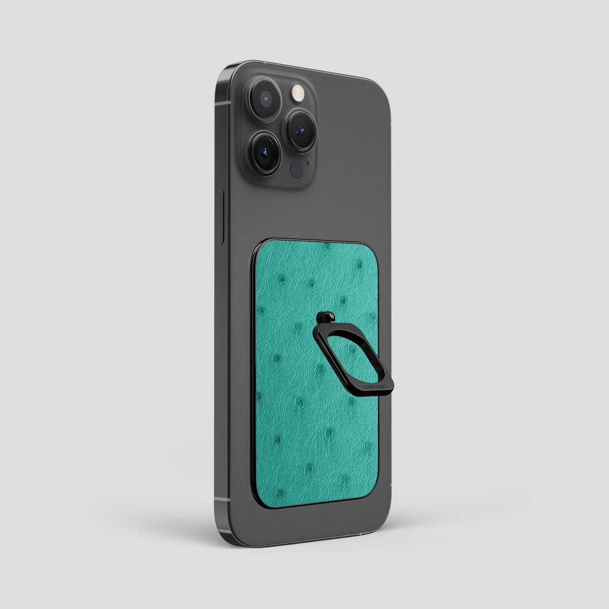 Turquoise iPhone 14 Pro Max MagSafe Ring Ostrich with Black Metal -2 | Turquoise-Black