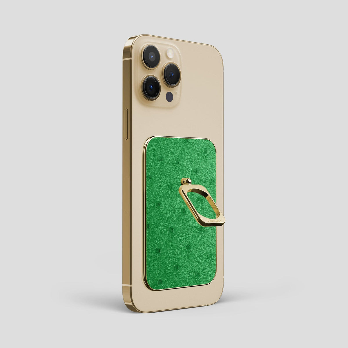 Kentucky Green iPhone 15 Pro Max MagSafe Ring Ostrich with Gold Metal -2 | Kentucky-Green-Gold