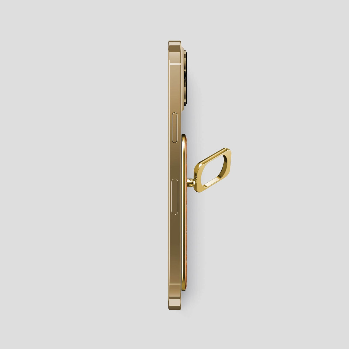 Medium-Brown iPhone 14 Pro Max MagSafe Ring Ostrich with Gold Metal -3 | Medium-Brown-Gold