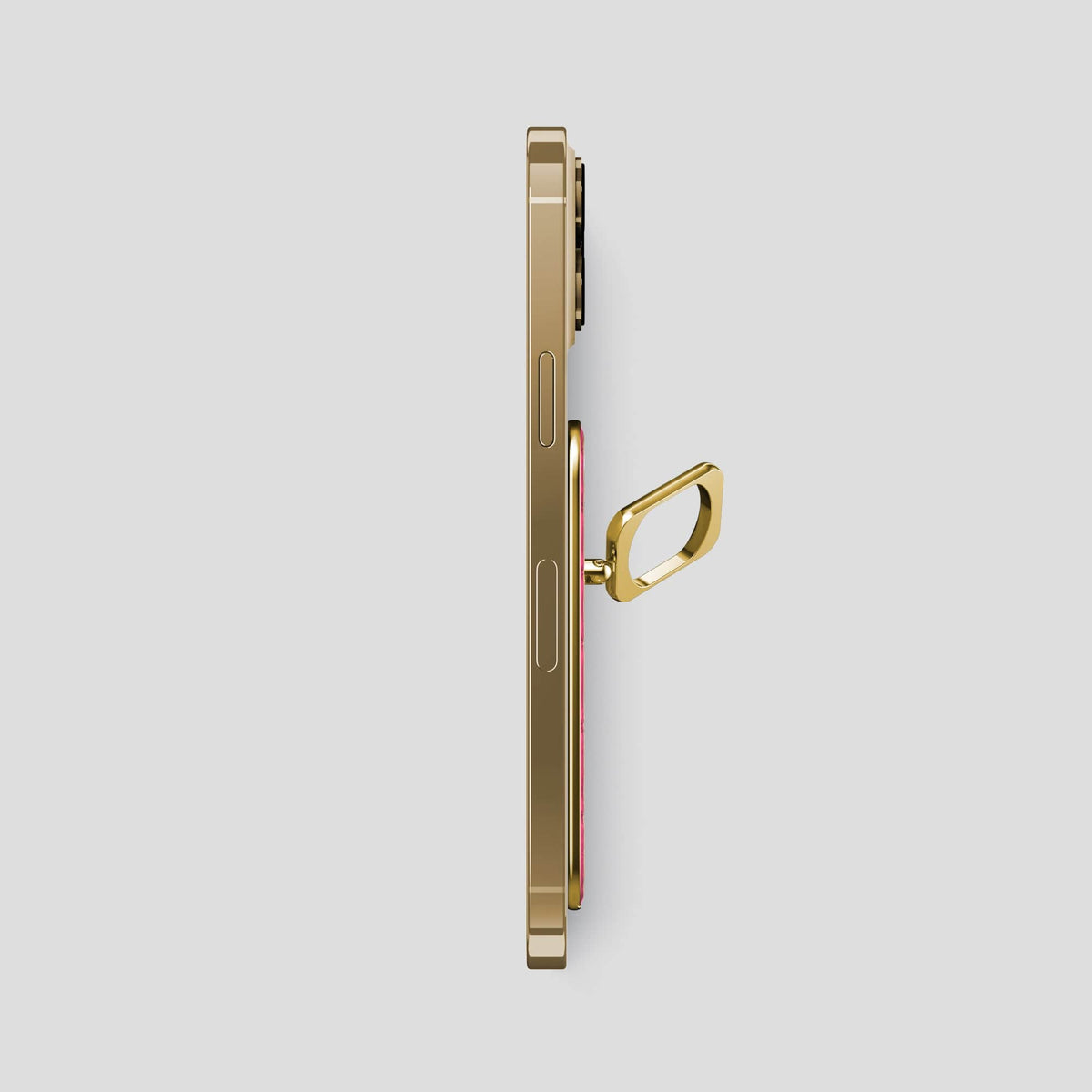 Petal Pink iPhone 14 Pro Max MagSafe Ring Ostrich with Gold Metal -3 | Petal-Pink-Gold