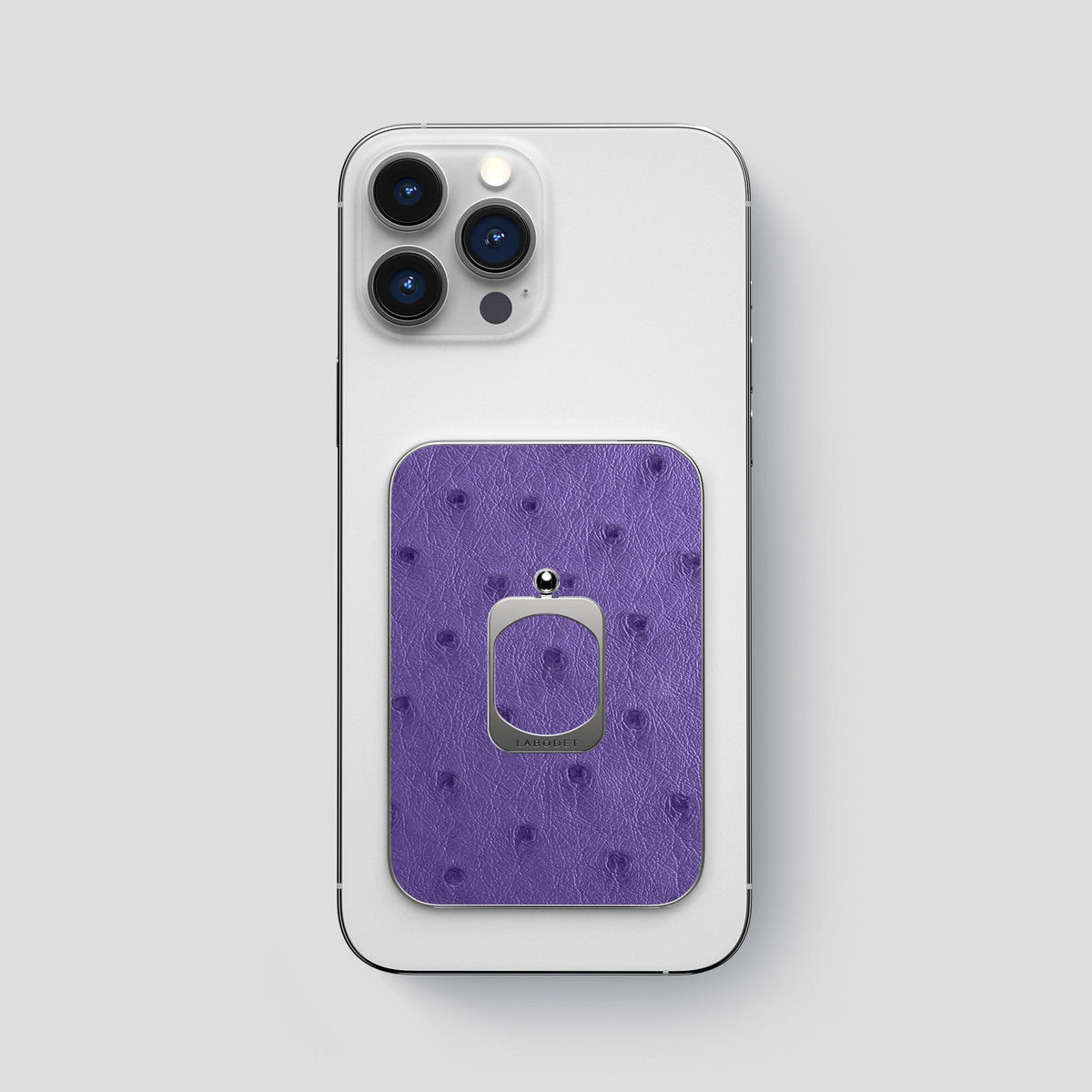 Purple iPhone 15 Pro Max MagSafe Ring Ostrich with Steel Metal -1 | Purple-Steel