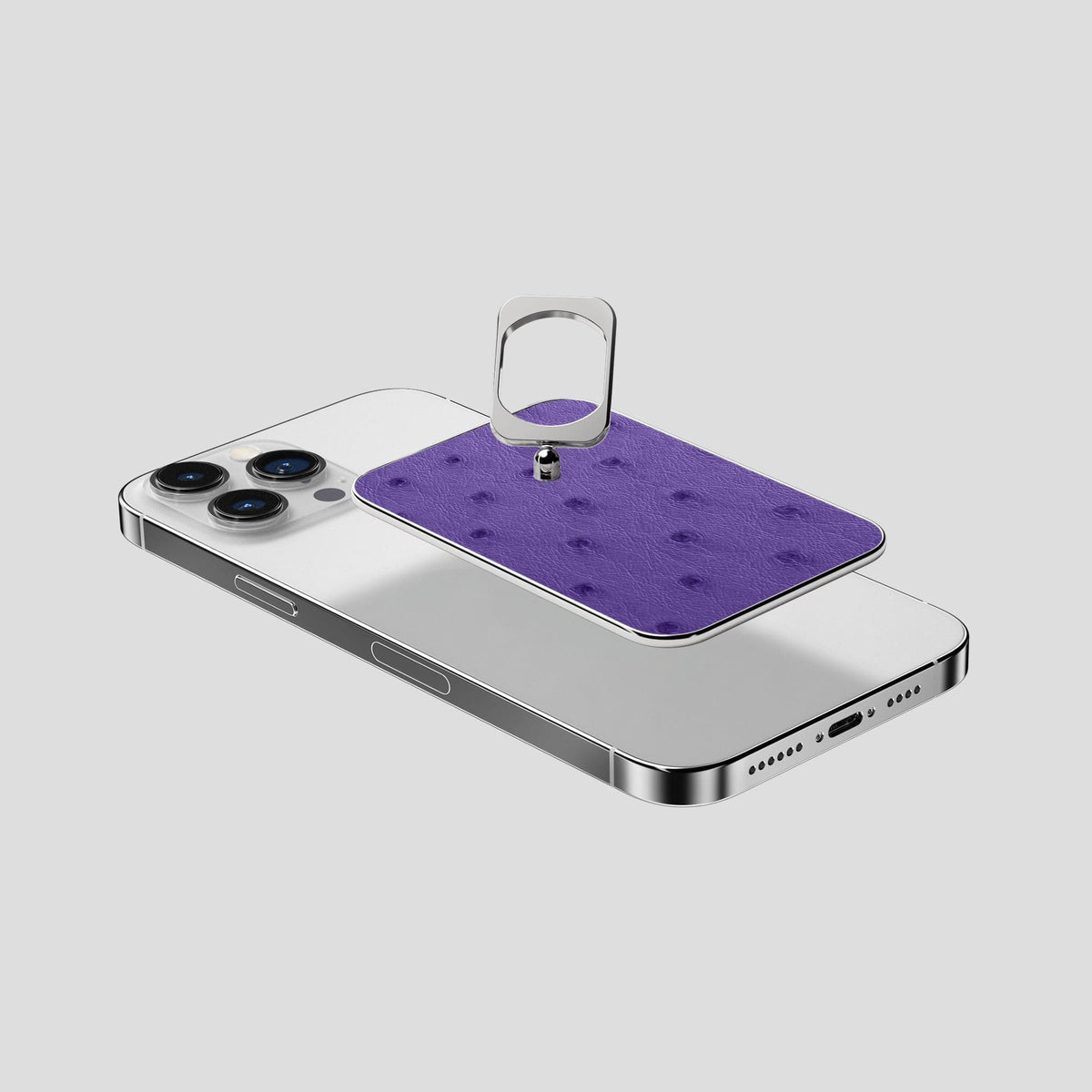 Purple iPhone 14 Pro Max MagSafe Ring Ostrich with Steel Metal -4 | Purple-Steel