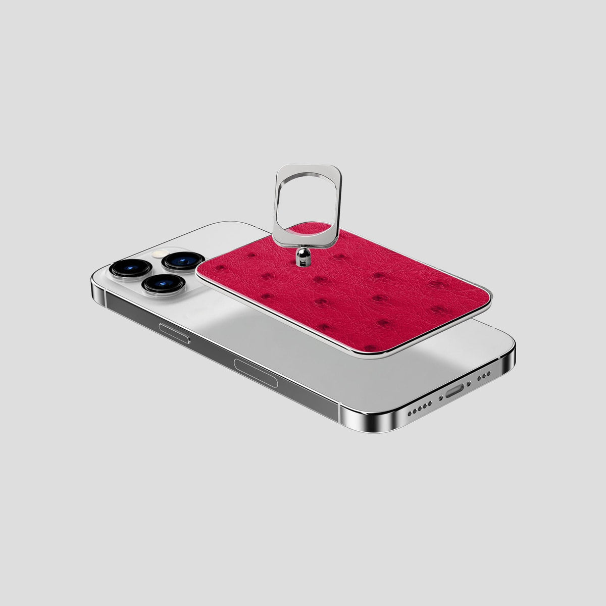 Bordeaux iPhone 14 Pro MagSafe Ring Ostrich with Steel Metal -4 | Bordeaux-Steel