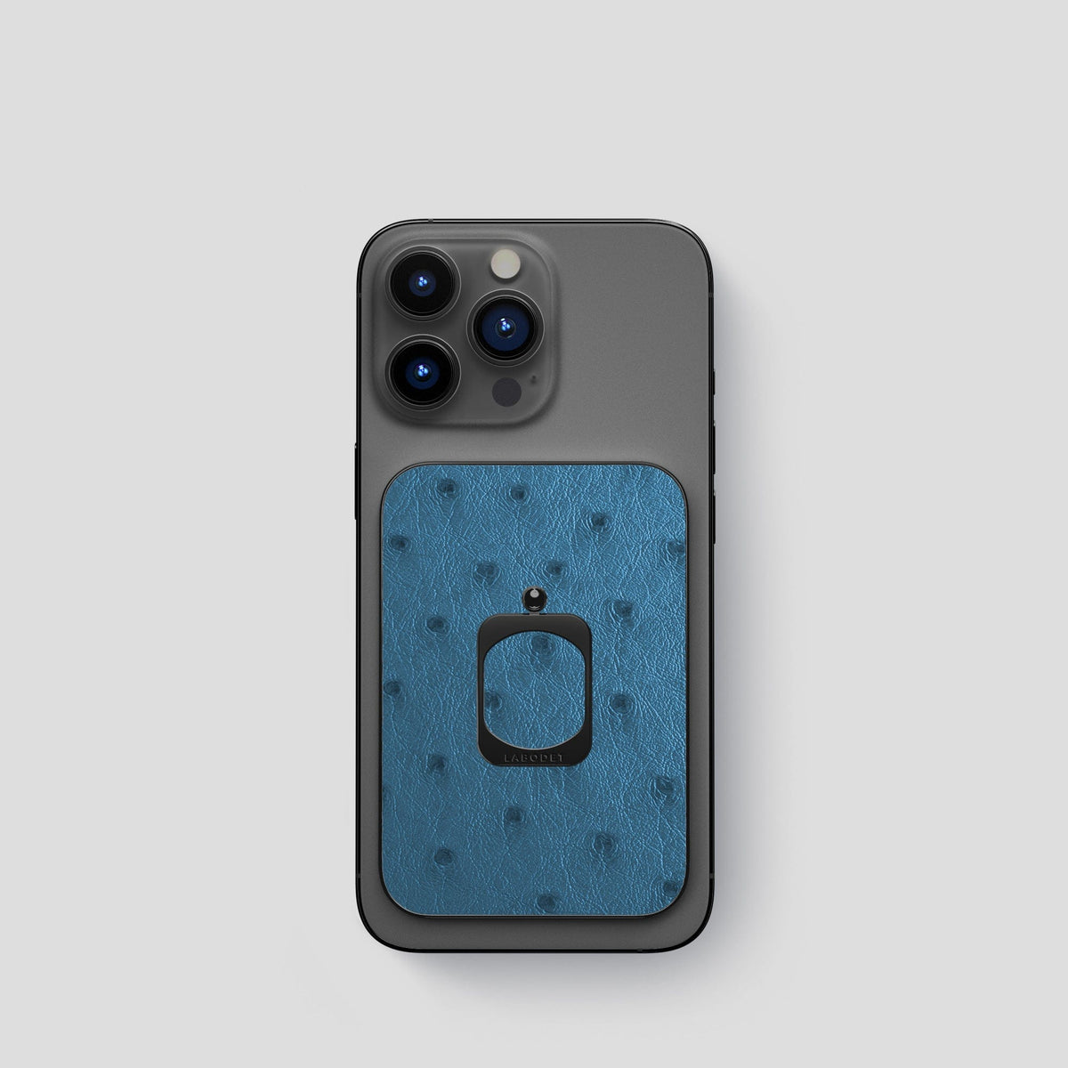 Blue-Jeans iPhone 14 Pro MagSafe Ring Ostrich with Black Metal -1 | Blue-Jeans-Black
