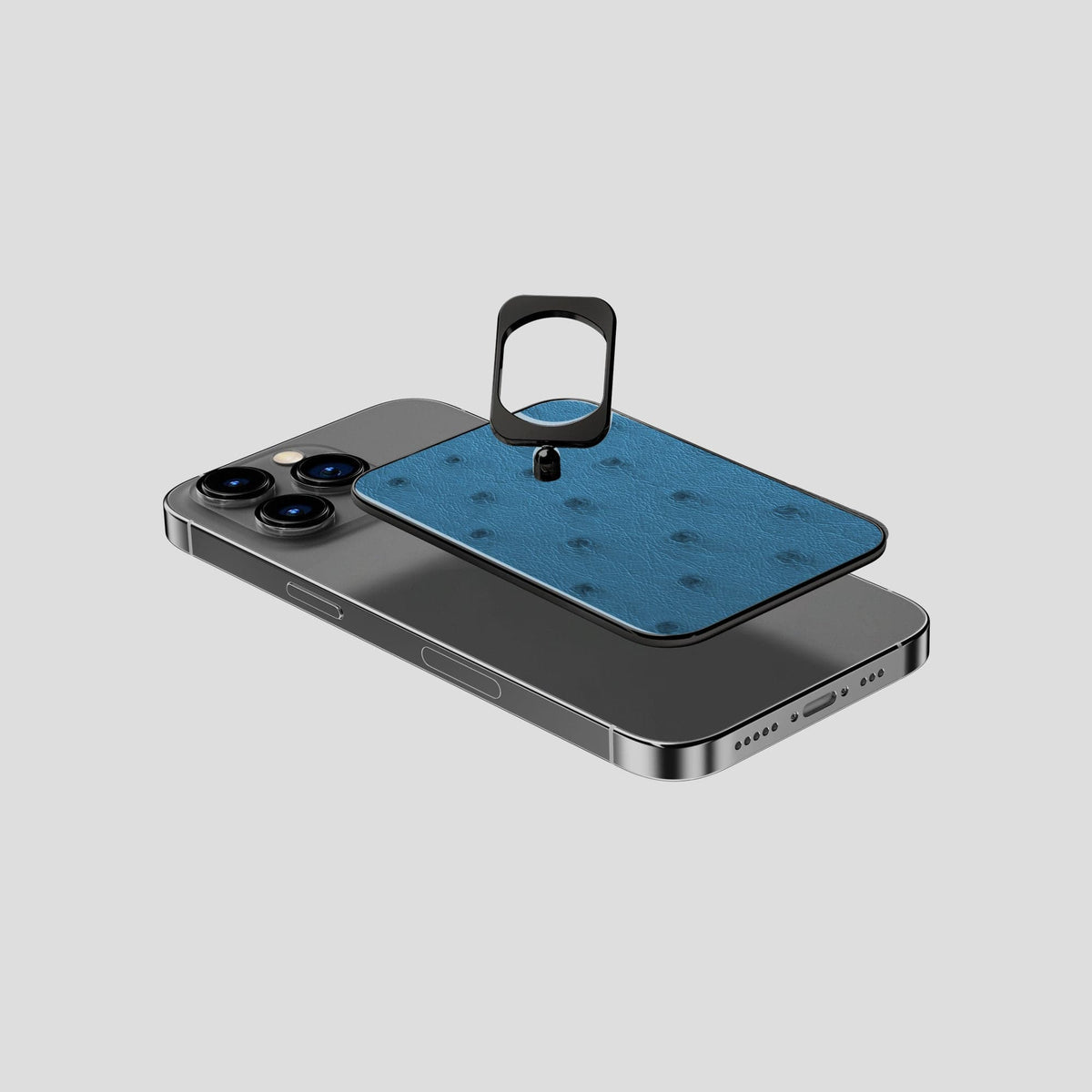 Blue-Jeans iPhone 14 Pro MagSafe Ring Ostrich with Black Metal -4 | Blue-Jeans-Black