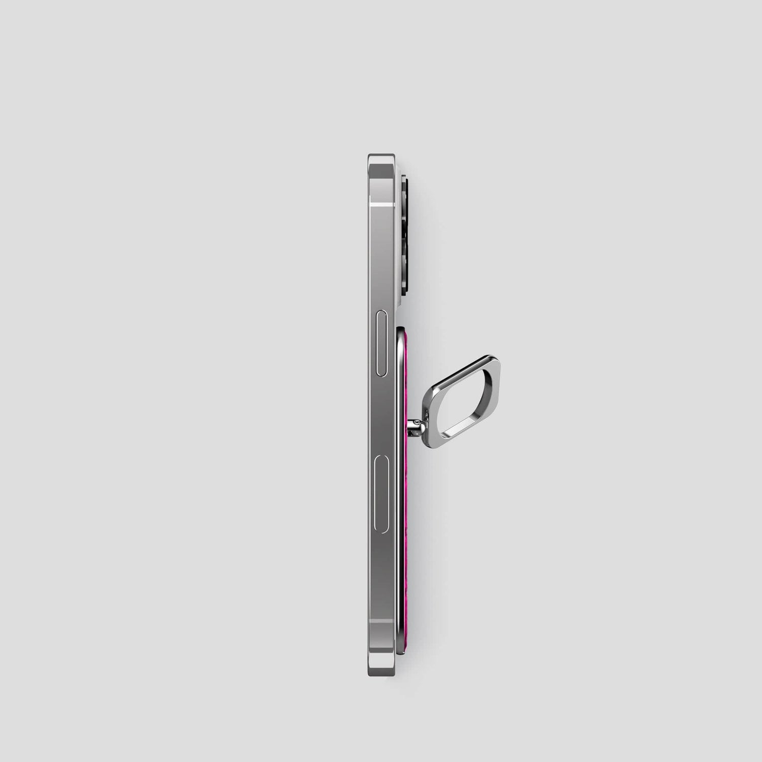 Fuchsia iPhone 14 Pro MagSafe Ring Ostrich with Steel Metal -3 | Fuchsia-Steel