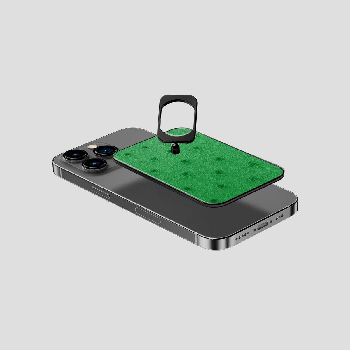 Kentucky Green iPhone 14 Pro MagSafe Ring Ostrich with Black Metal -4 | Kentucky-Green-Black