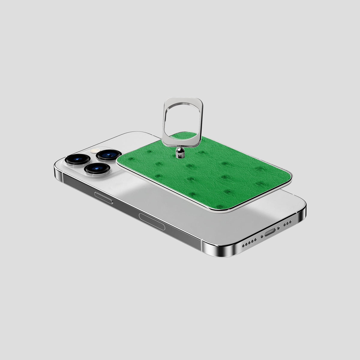 Kentucky Green iPhone 15 Pro MagSafe Ring Ostrich with Steel Metal -4 | Kentucky-Green-Steel