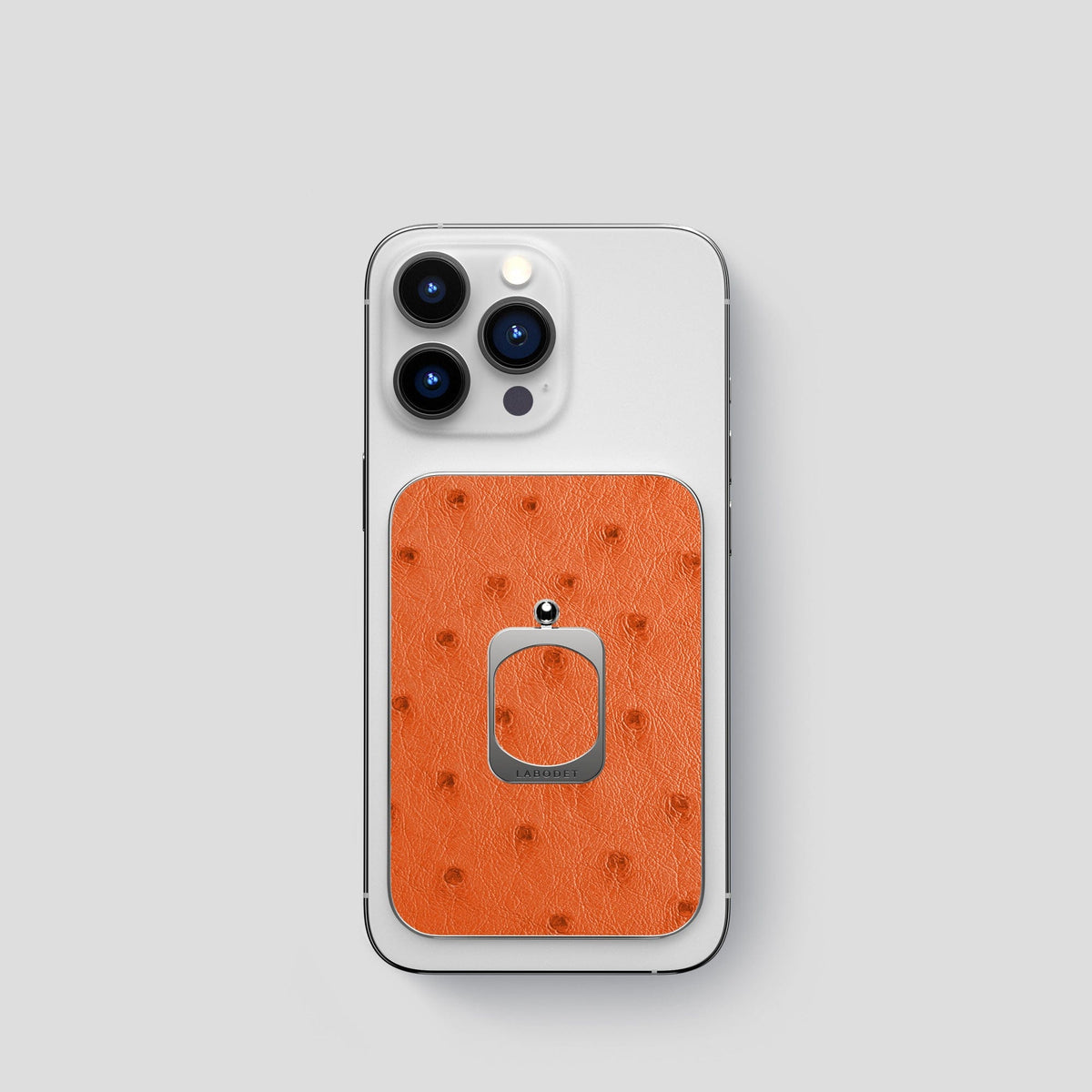 Orange iPhone 15 Pro MagSafe Ring Ostrich with Steel Metal -1 | Orange-Steel