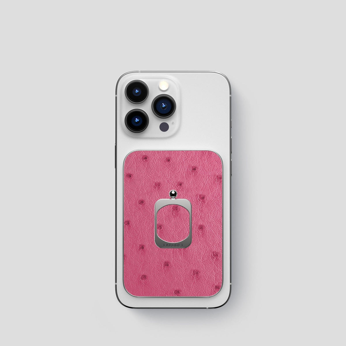 Petal Pink iPhone 14 Pro MagSafe Ring Ostrich with Steel Metal -1 | Petal-Pink-Steel