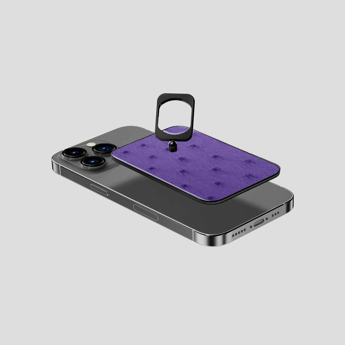 Purple iPhone 15 Pro MagSafe Ring Ostrich with Black Metal -4 | Purple-Black