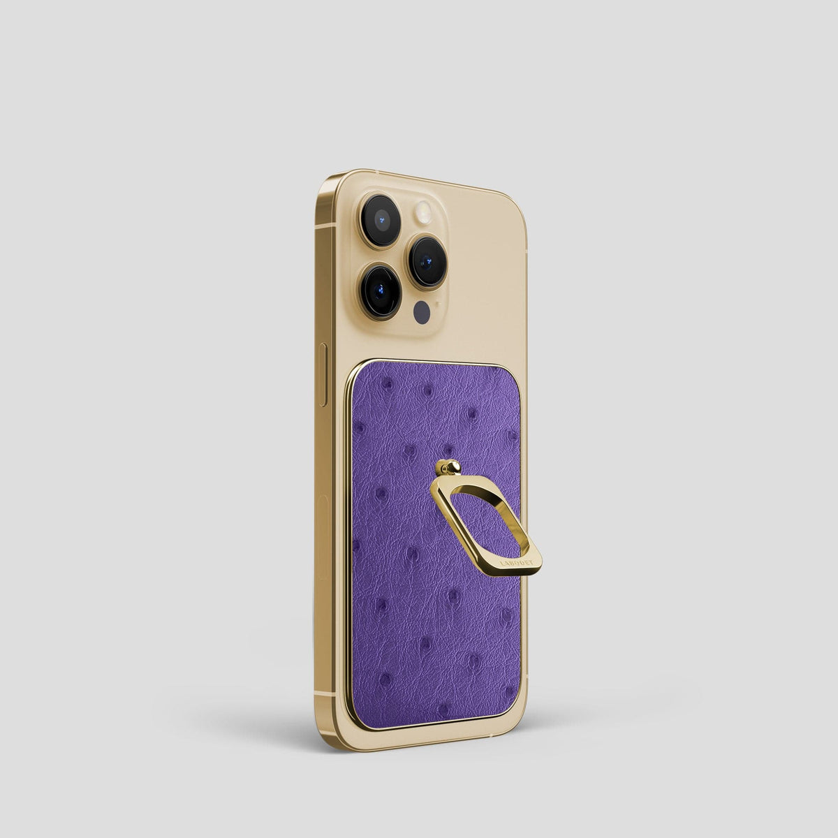 Purple iPhone 14 Pro MagSafe Ring Ostrich with Gold Metal -2 | Purple-Gold