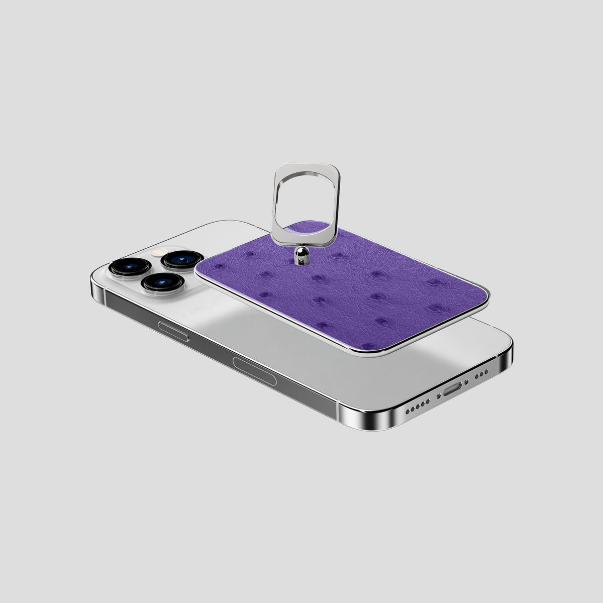 Purple iPhone 14 Pro MagSafe Ring Ostrich with Steel Metal -4 | Purple-Steel