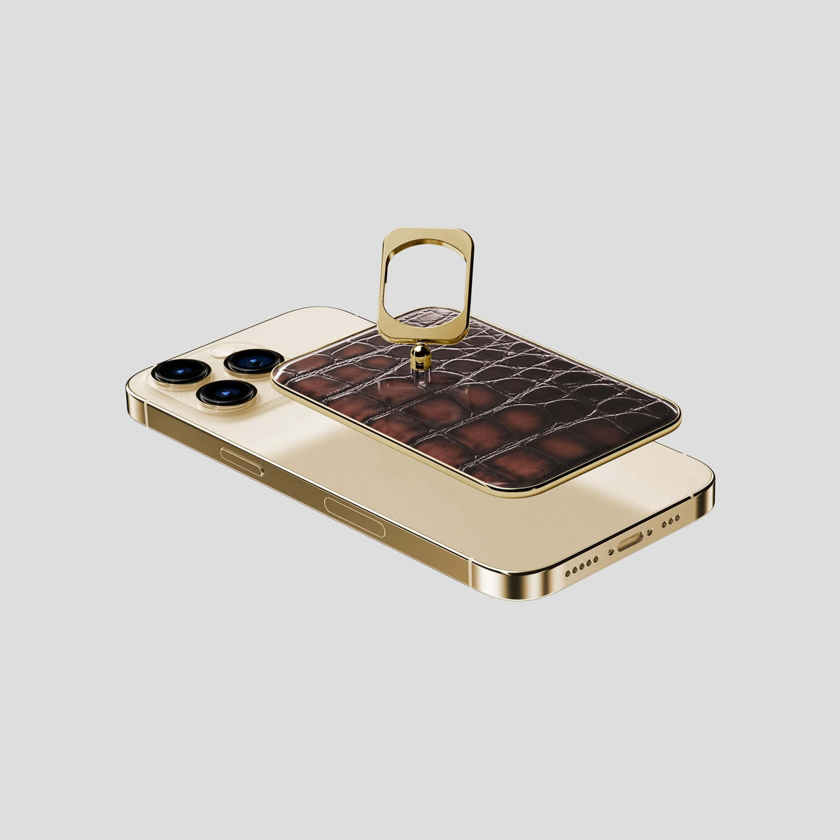 Havana-Brown iPhone 14 Pro MagSafe Ring with Gold Metal -4 | Havana-Brown-Gold