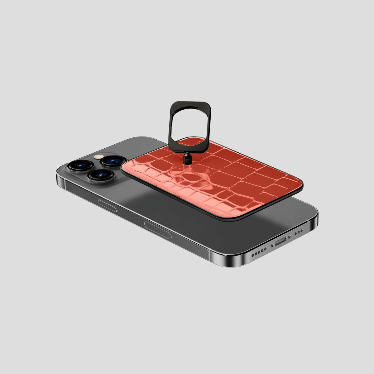 Coral Orange MagSafe Ring iPhone 14 Pro with Black Metal -4 | Coral-Orange-Black