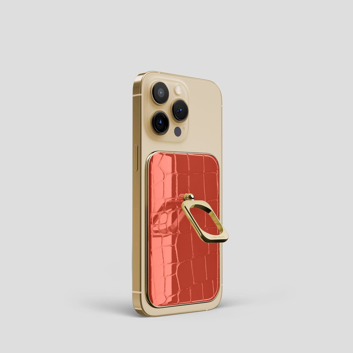 Coral Orange MagSafe Ring iPhone 14 Pro with Gold Metal -1 | Coral-Orange-Gold