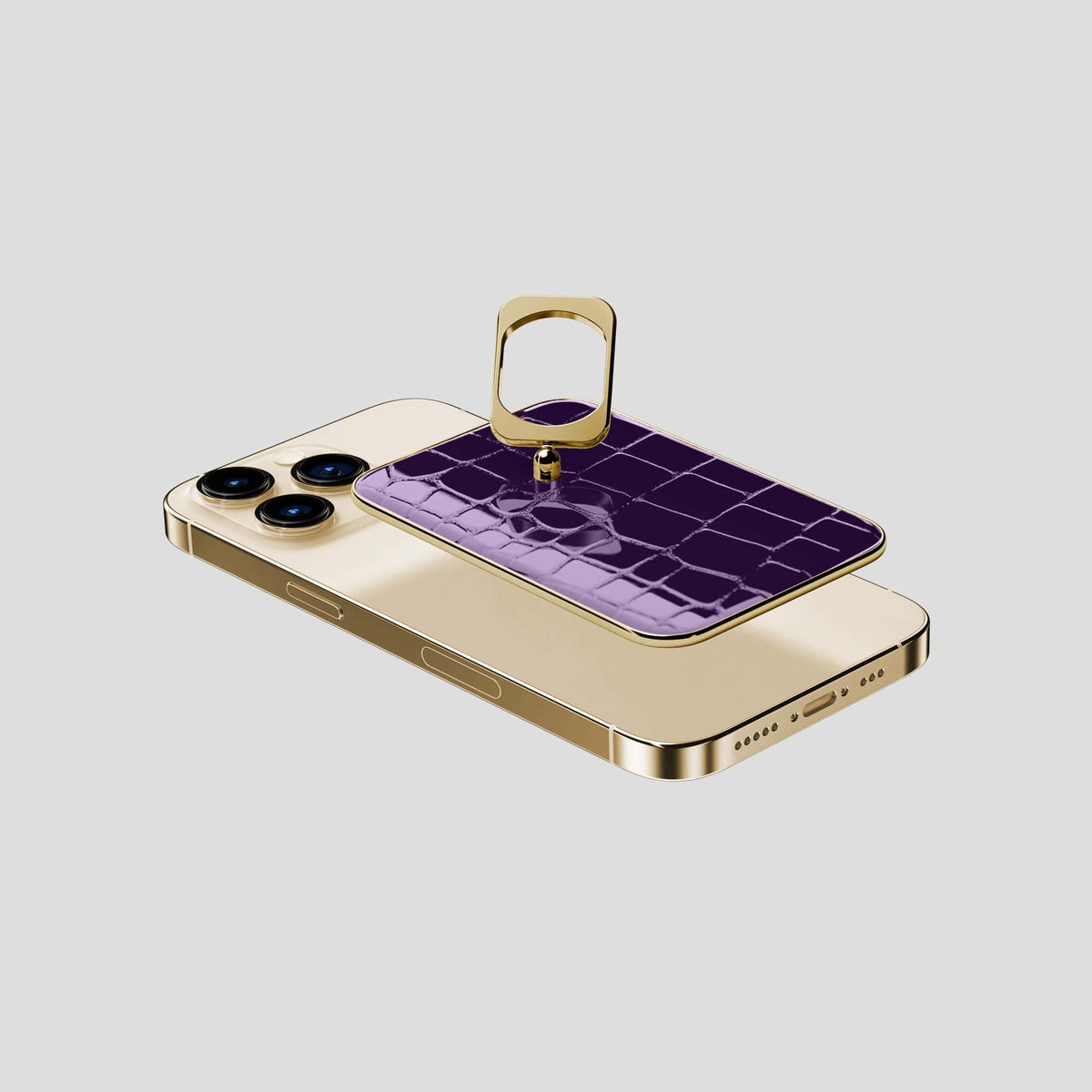 Purple MagSafe Ring iPhone 14 Pro with Gold Metal -4 | Purple-Gold
