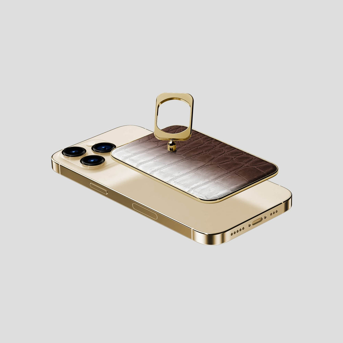 Dark Brown iPhone 14 Pro Himalaya MagSafe Ring with Gold Metal -4 | Dark-Brown-Gold