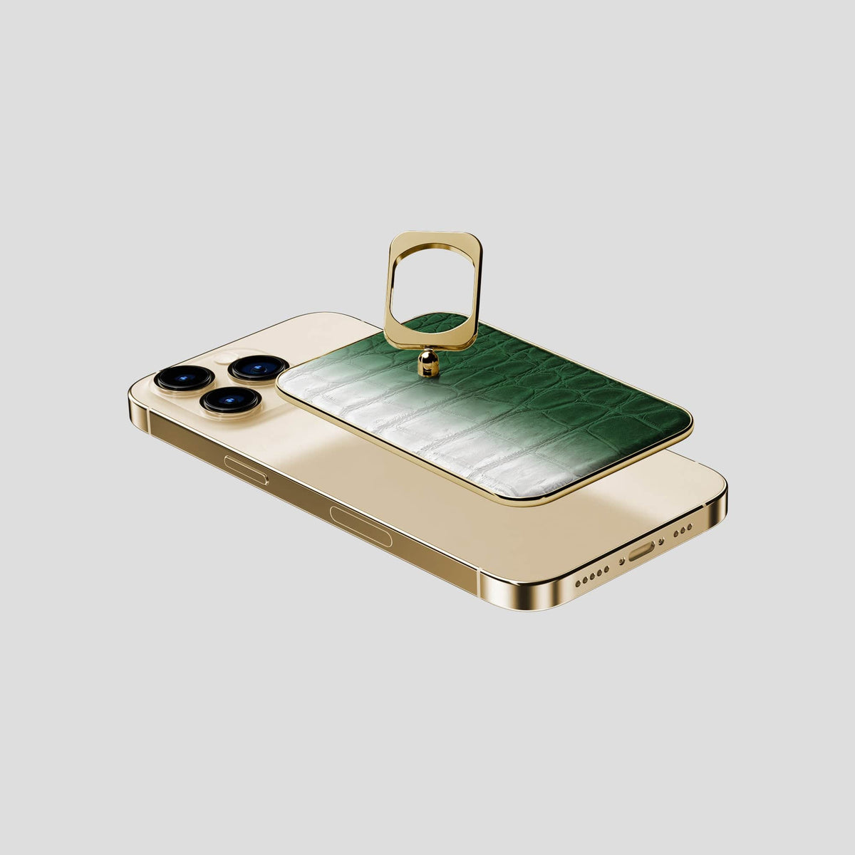 Green iPhone 14 Pro Himalaya MagSafe Ring with Gold Metal -4 | Green-Gold