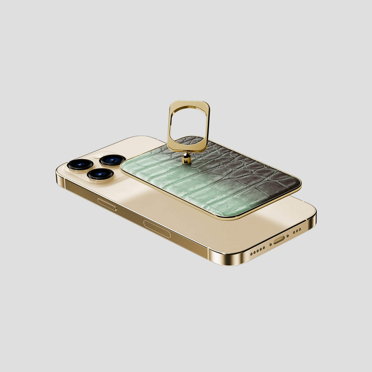 Pistachio iPhone 14 Pro Himalaya MagSafe Ring with Gold Metal -4 | Pistachio-Gold