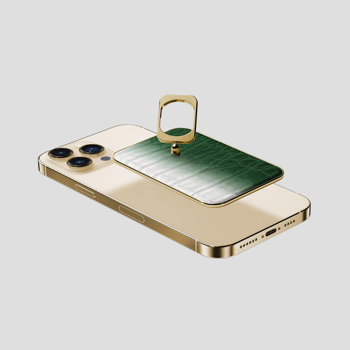 Green iPhone 14 Pro Max Himalaya MagSafe Ring with Gold Metal -4 | Green-Gold