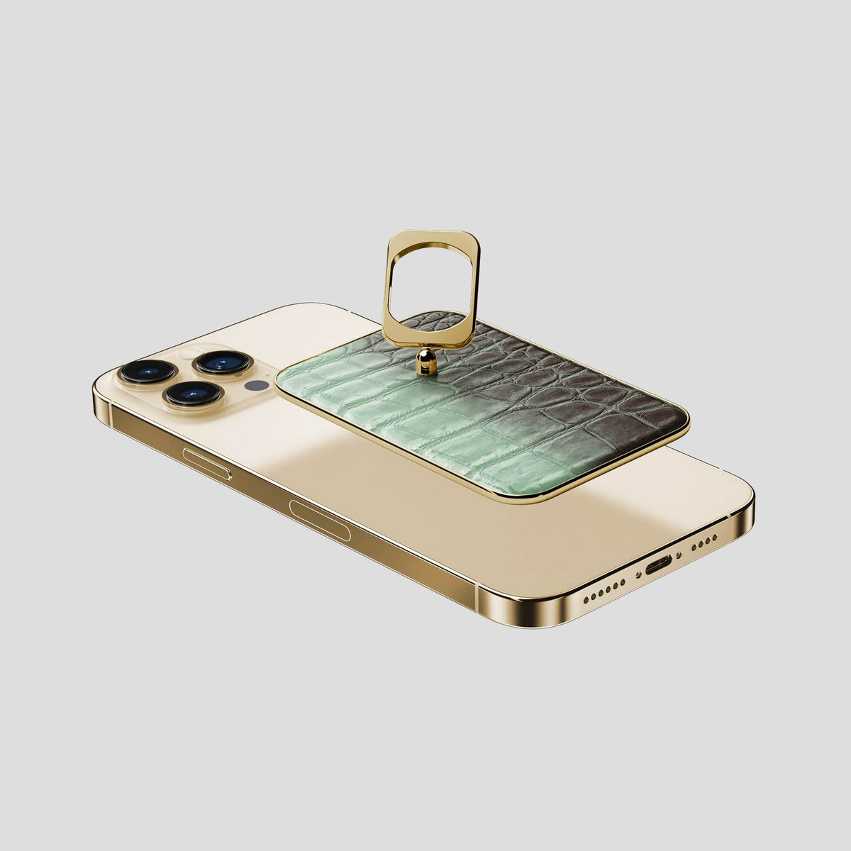Pistachio iPhone 14 Pro Max Himalaya MagSafe Ring with Gold Metal -4 | Pistachio-Gold