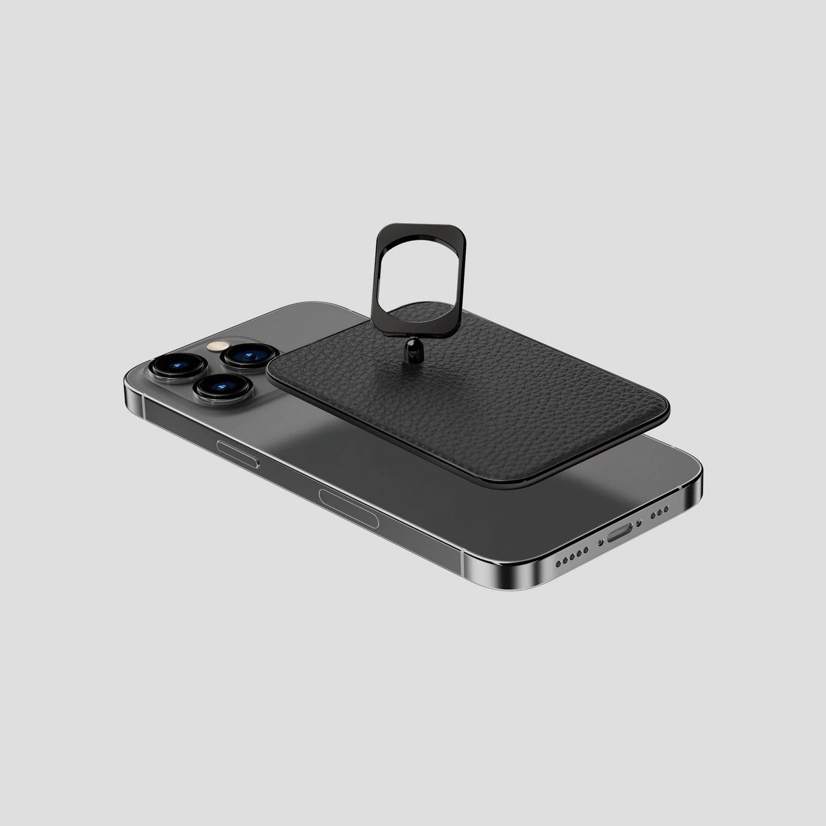 Black iPhone 15 Pro MagSafe Ring Calf with Black Metal -4 | Black-Black