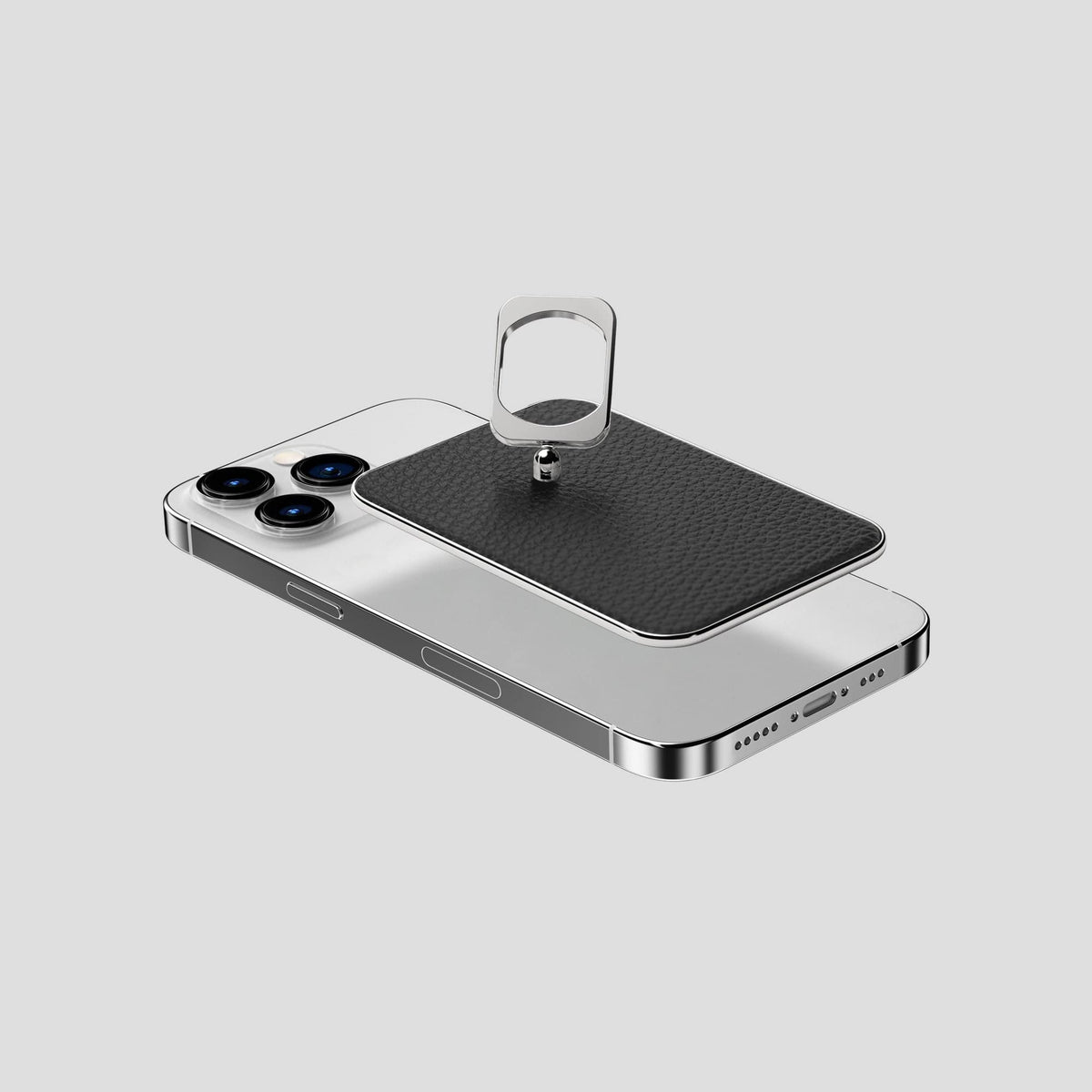 Black iPhone 15 Pro MagSafe Ring Calf with Steel Metal -4 | Black-Steel