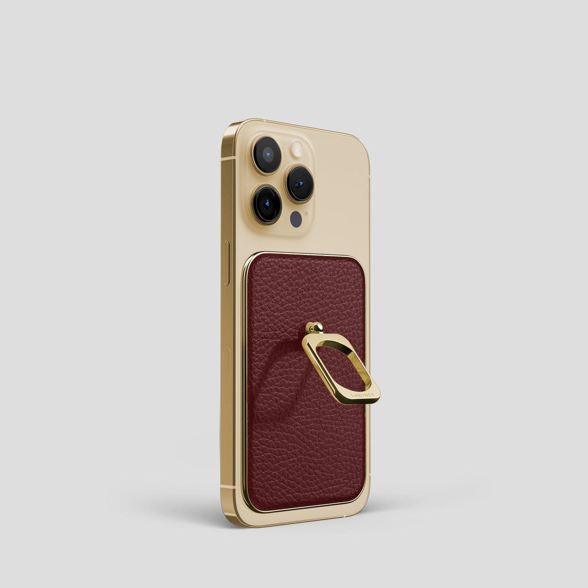 Bordeaux iPhone 15 Pro MagSafe Ring Calf with Gold Metal -1 | Bordeaux-Gold