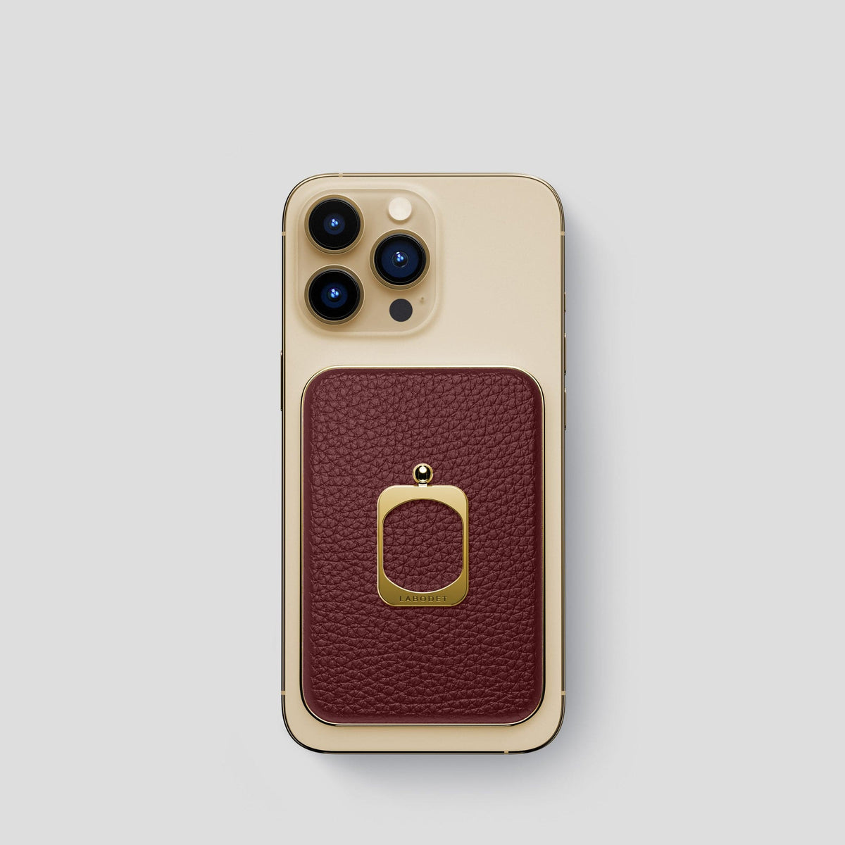 Bordeaux iPhone 15 Pro MagSafe Ring Calf with Gold Metal -2 | Bordeaux-Gold
