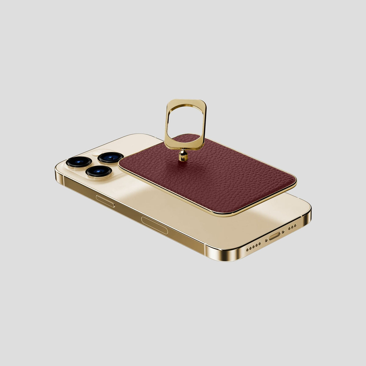 Bordeaux iPhone 15 Pro MagSafe Ring Calf with Gold Metal -4 | Bordeaux-Gold