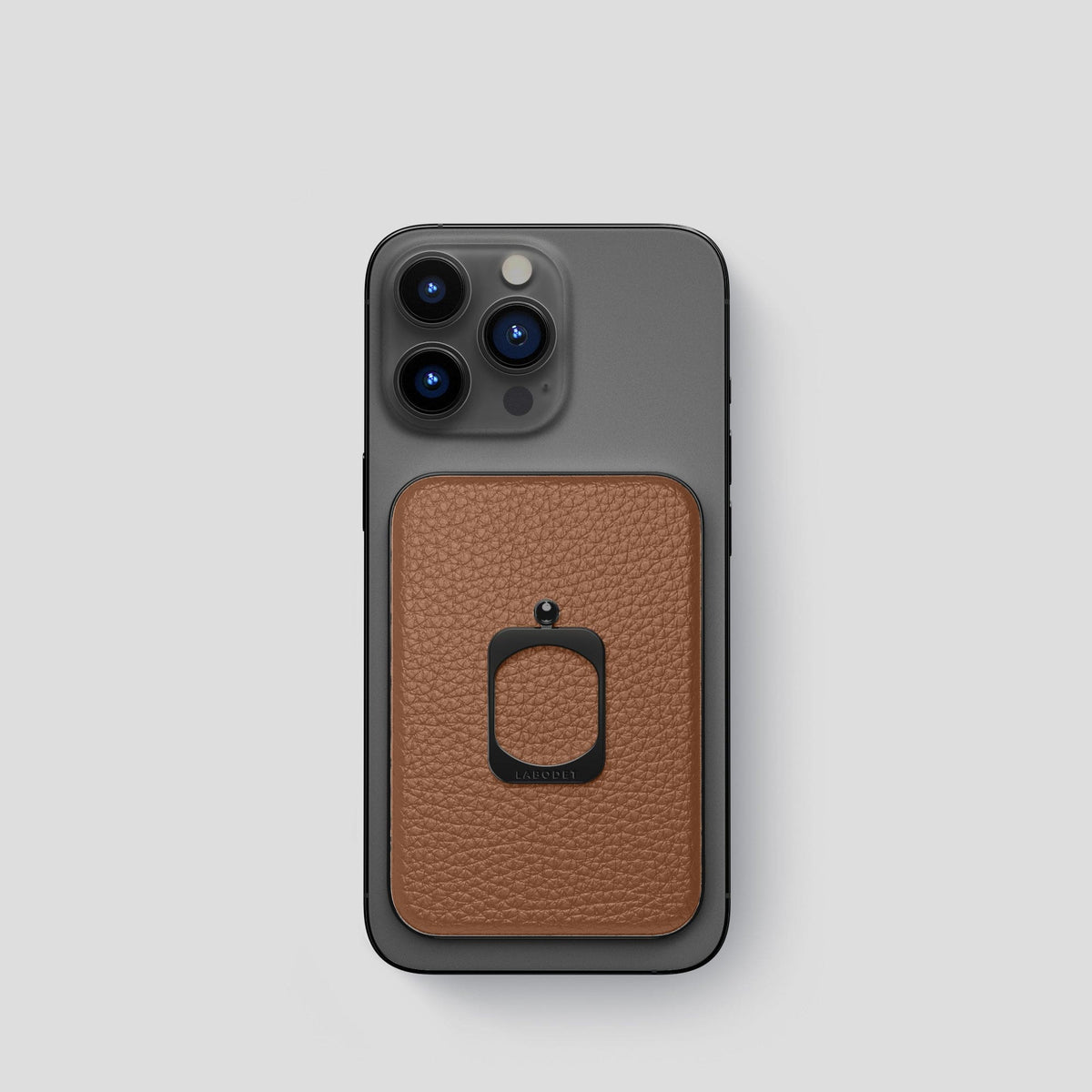 Caramel iPhone 15 Pro MagSafe Ring Calf with Black Metal -2 | Caramel-Black
