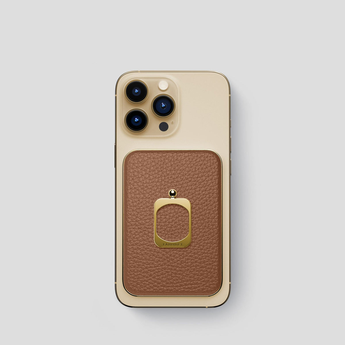 Caramel iPhone 15 Pro MagSafe Ring Calf with Gold Metal -2 | Caramel-Gold