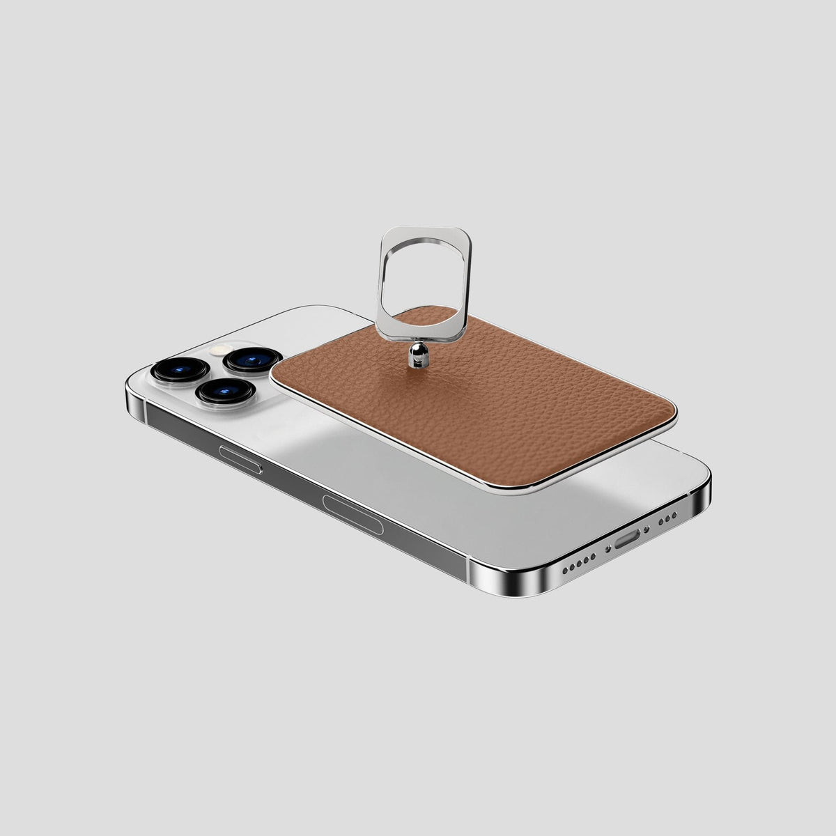 Caramel iPhone 15 Pro MagSafe Ring Calf with Steel Metal -4 | Caramel-Steel