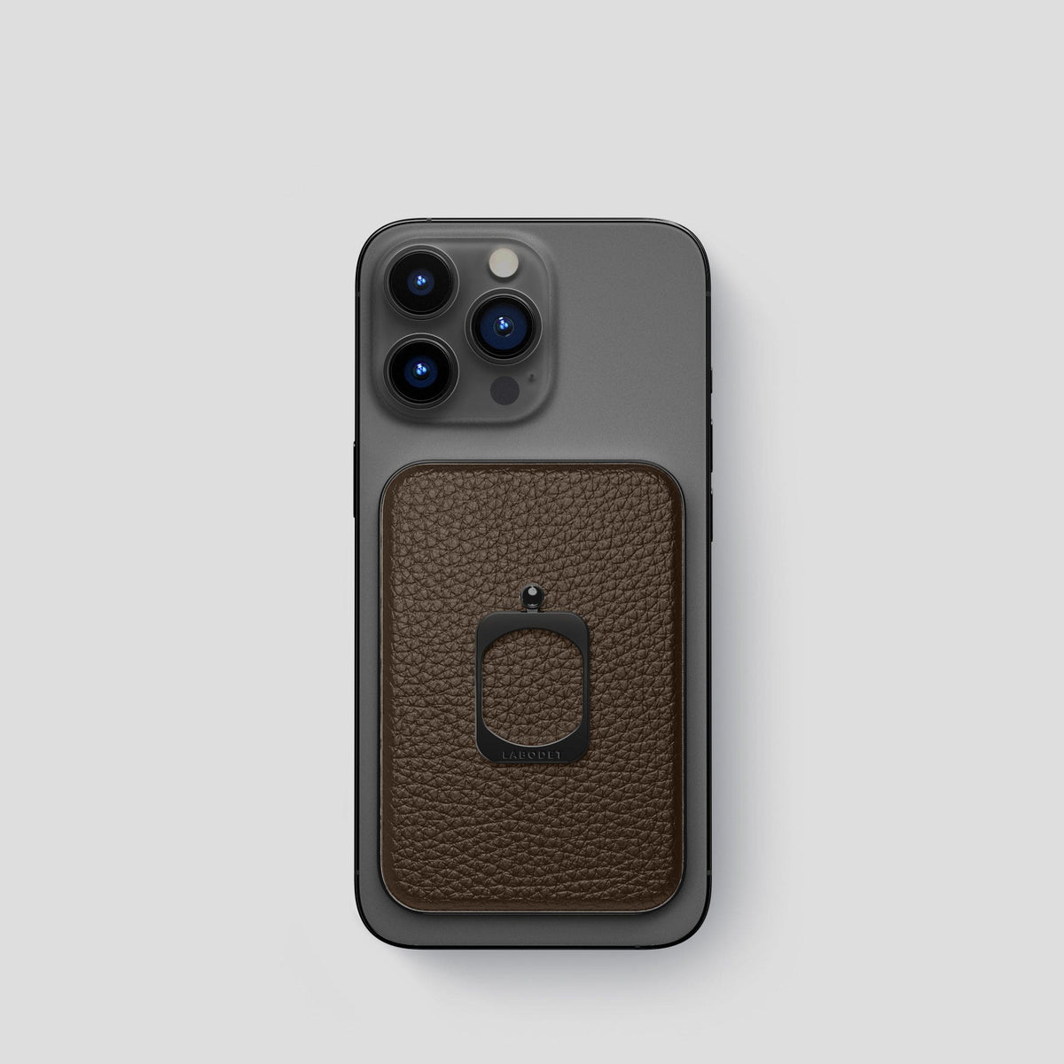 Dark Brown iPhone 15 Pro MagSafe Ring Calf with Black Metal -2 | Dark-Brown-Black
