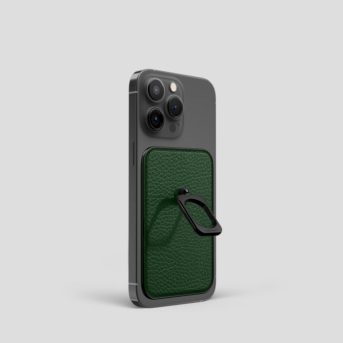 Dark Green iPhone 15 Pro MagSafe Ring Calf with Black Metal -1 | Dark-Green-Black