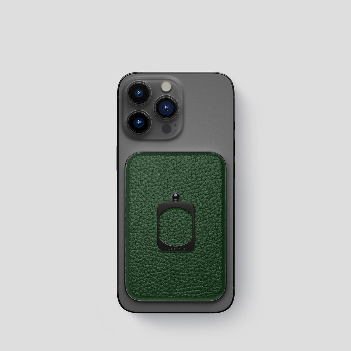 Dark Green iPhone 15 Pro MagSafe Ring Calf with Black Metal -2 | Dark-Green-Black
