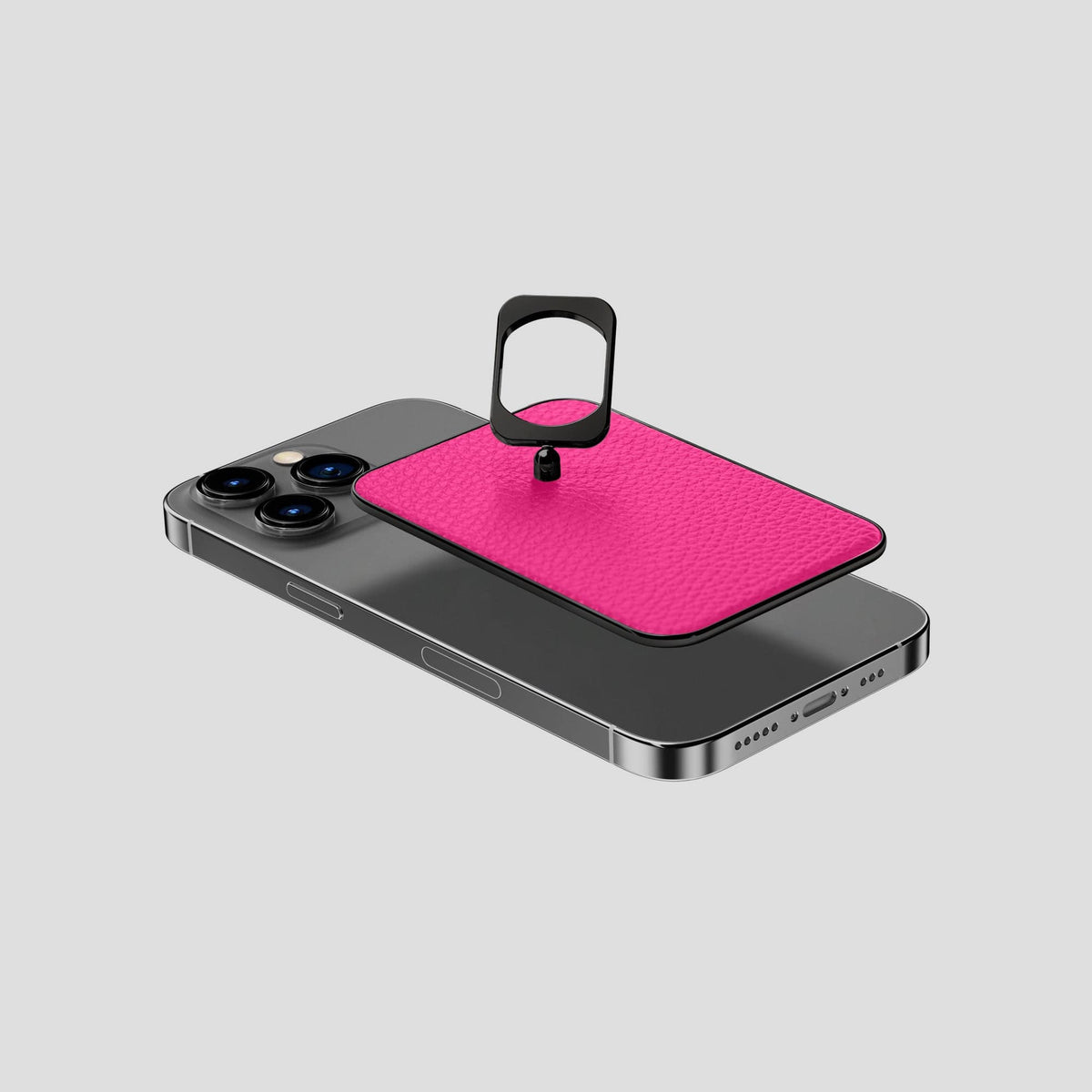 Magenta iPhone 15 Pro MagSafe Ring Calf with Black Metal -4 | Magenta-Black