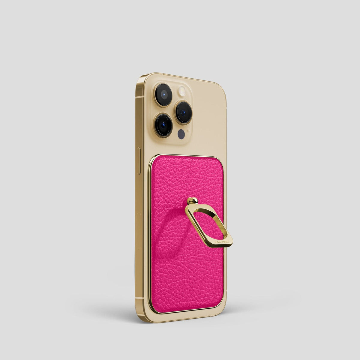 Magenta iPhone 15 Pro MagSafe Ring Calf with Gold Metal -1 | Magenta-Gold