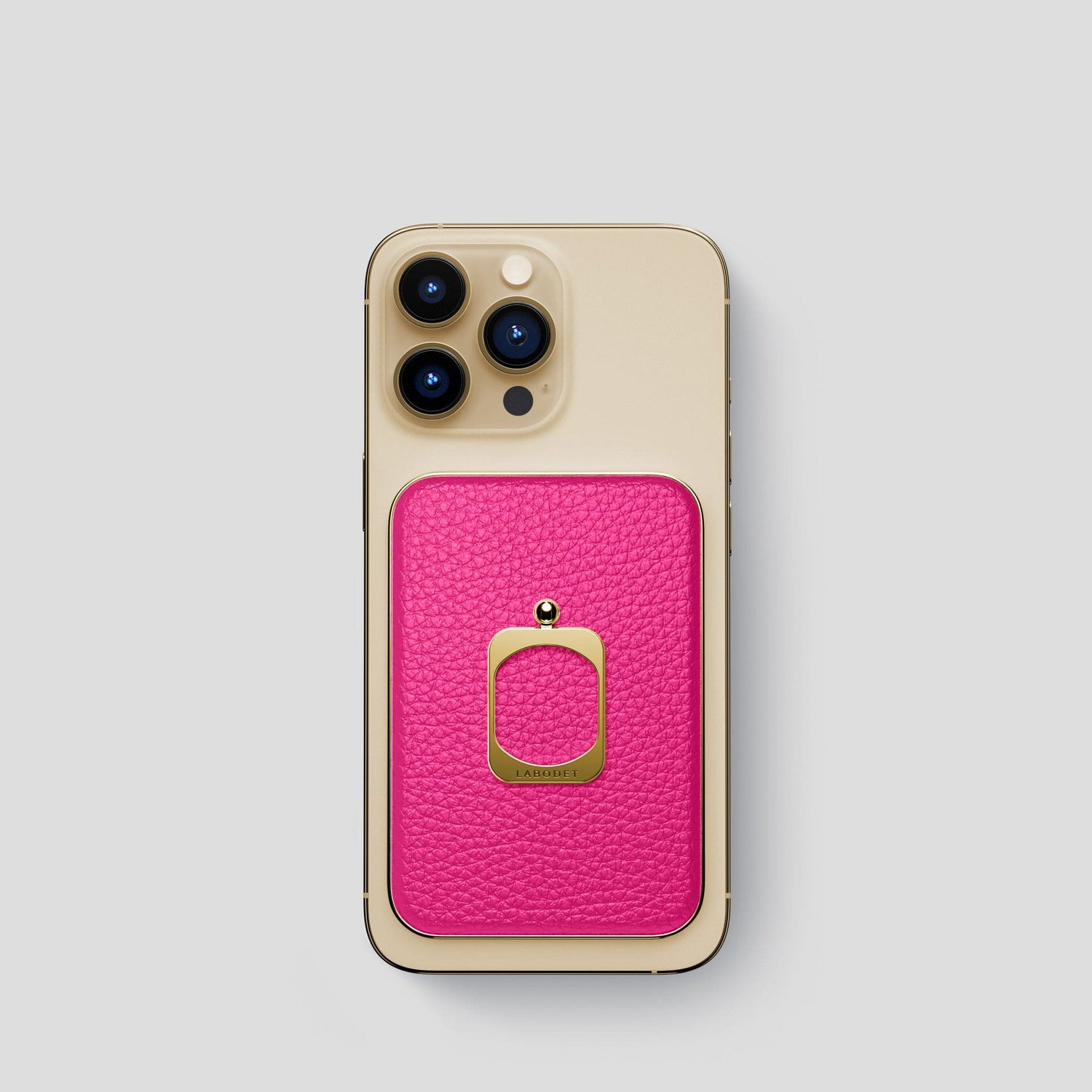 Magenta iPhone 15 Pro MagSafe Ring Calf with Gold Metal -2 | Magenta-Gold
