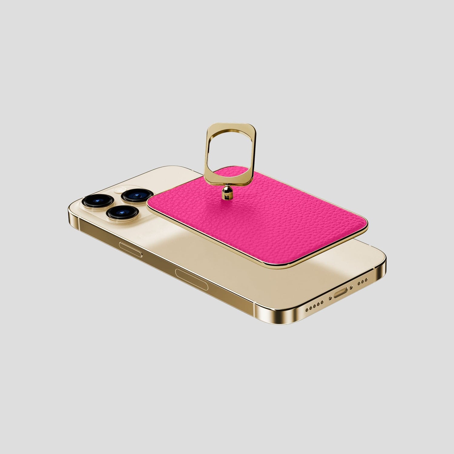 Magenta iPhone 15 Pro MagSafe Ring Calf with Gold Metal -4 | Magenta-Gold